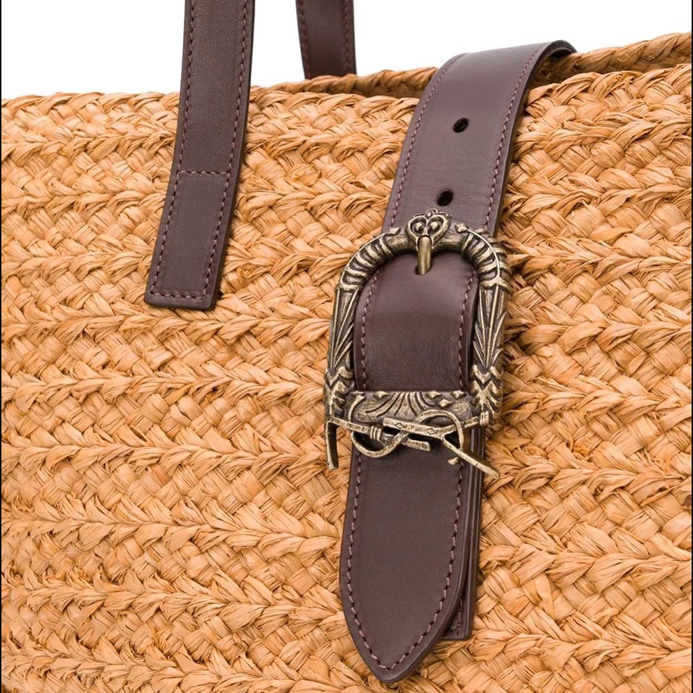 Saint Laurent - medium Panier tote
bag - women - Raffia/Leather